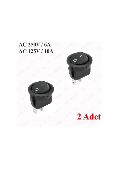 20mm Yuvarlak 2 Pin On/off Işıksız Power Anahtar 2 Adet