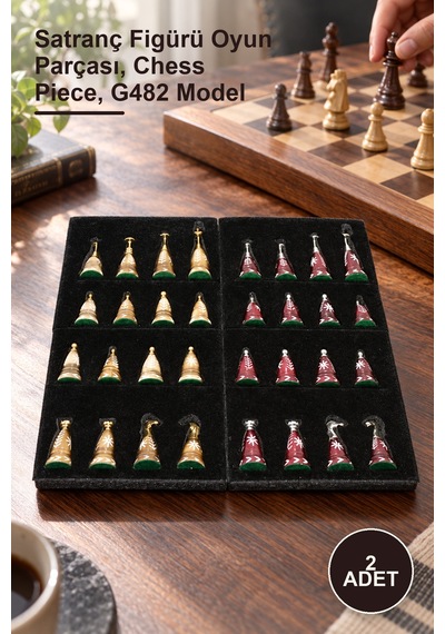 2 Adet Ahşap Satranç Taşı Satranç Figürü Oyun Parçası, Chess Piece, G482 Model