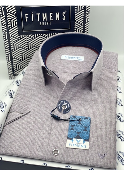 Klasik Kısa Kol Keten Cotton Hediye Kutulu Erkek Gömlek Fs-003624 - Lila-3355 Klasik Kısa Kol Keten Cotton Hediye Kutulu Erkek Gömlek Fs-003624 - Lila-3355