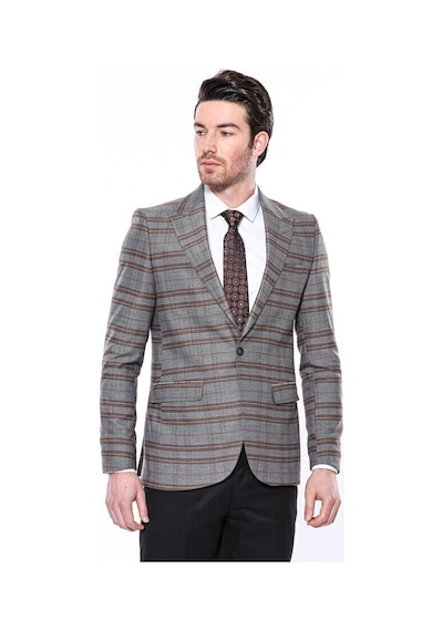 Wessi Ekose Desenli Slim Fit Kahverengi Erkek Ceket - Wessi Kahverengi