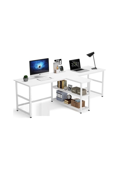 Zizuva  Zizuva Tasarım Kitaplıkla Bölmeli Modern 2 Kişilik Çalışma Masa  (541151243)