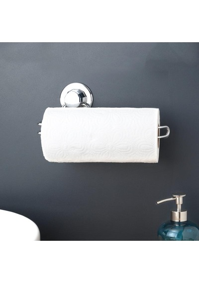 Banyo Mutfak Kağıt Havlu Askısı Krom Duvara Monte Vidalı Z18159 Gri