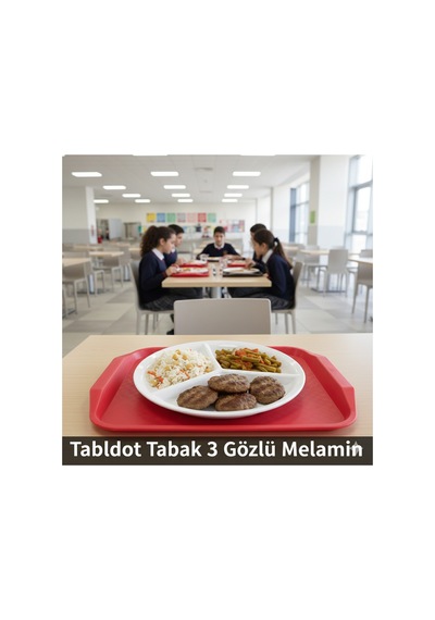 3 Gözlü Melamin Tabldot Tabak - Kalın Malzeme, Okul Ve Anaokulu İçin Uygun 24 Cm Beyaz