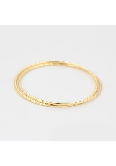 İkili İnce Dokulu Minimalist 14 Ayar Altın Rengi Kaplama Halka Kadın Bilezik Gold
