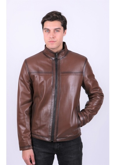 New Zaya Leather Erkek Açık Kahverengi Deri Mont (468603729) Açık Kahverengi
