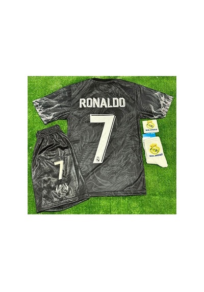 Realmaadrid 2026 Özel Tasarım Ronaldo Çocuk Forması 4 Lü Set Siyah