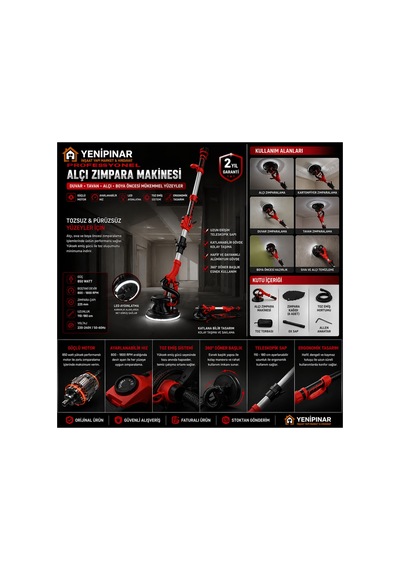 Rdx3775 850 W Duvar Zımparalama Makinesi