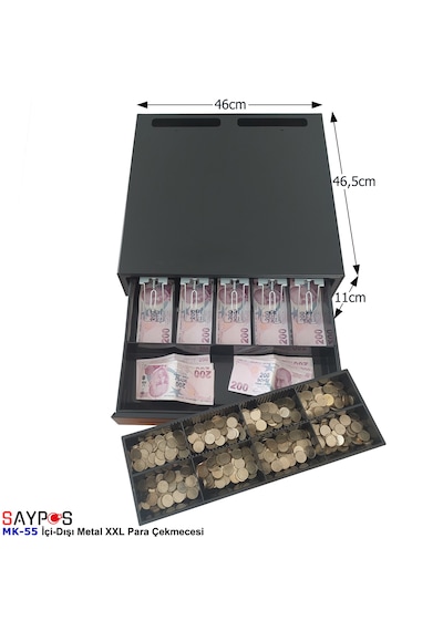 İç-dış Ful Metal 5 Banknot Gözlü Ağır Yük Para Çekmecesi 46x46x11