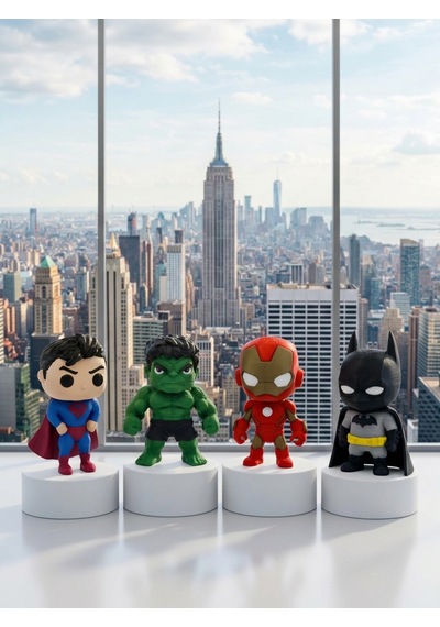 Süper Kahraman Oyuncak Figürleri 4adet Superman Batman Hulk Ironman 7cm Marvel