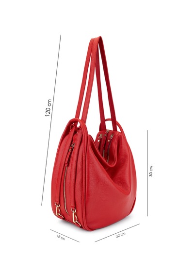 Bruno Rossi Bag Kadın Hakiki Deri Kırmızı Sırt & Omuz Çantası 1048 Mlx14g Bn Cnt Sk25-26 Rosso Kırmızı