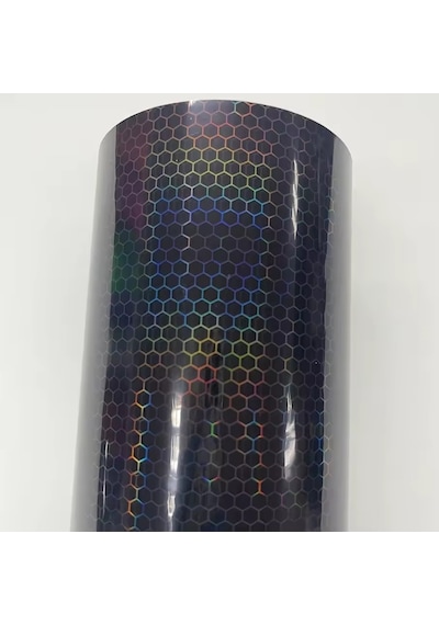Petek Desenli 3d Colormatik Far Filmi Stop Folyosu 1mx30cm Koyu Siyah