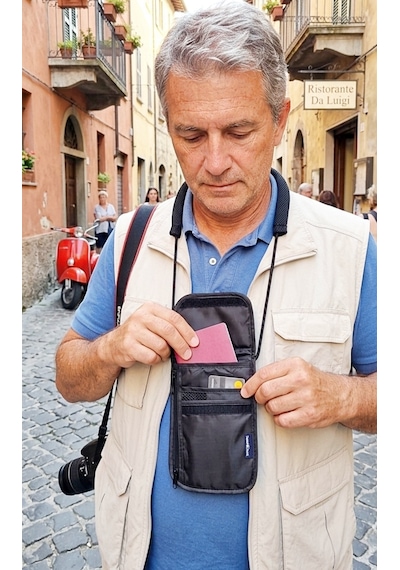 Travel Check Seyahat Güvenlik Boyun Para Çantası Kesesi Siyah