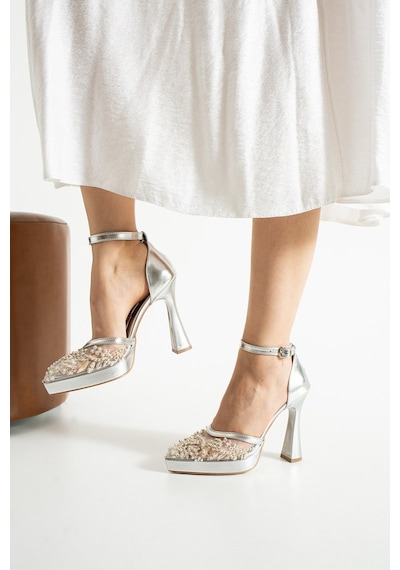 Dabab Shoes Pearly Gümüş Kadın Platformlu 11cm Topuklu İncili Bilekten Bantlı Abiye Gelin Düğün Ayakkabısı Dabab Shoes Pearly Gümüş Kadın Platformlu 11cm Topuklu İncili Bilekten Bantlı Abiye Gelin Düğün Ayakkabısı