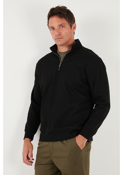Buratti Pamuklu Regular Fit Yarım Fermuarlı Dik Yaka Erkek Sweat 5905470 Siyah