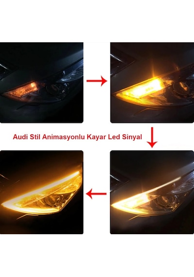 Far Kaşı Beyaz Gündüz Ledi Audi Stil Kayar Sinyalli Far Üstü Kaya