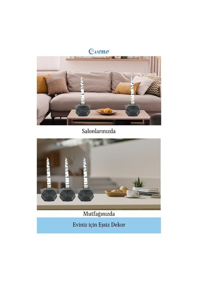 Mumluk Şamdan Tealight Ve İnce Mum Uyumlu Prizma Model - Siyah