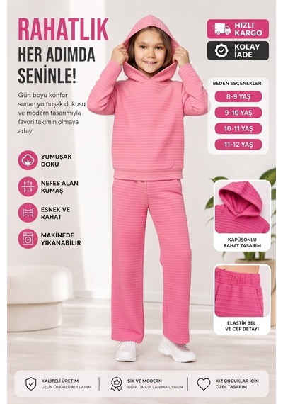 New Kids Kız Takım Çocuk Kapşonlu Uzun Kol Pmb Detaylı Kız Takım -91234 Pembe New Kids Kız Takım Çocuk Kapşonlu Uzun Kol Pmb Detaylı Kız Takım -91234 Pembe