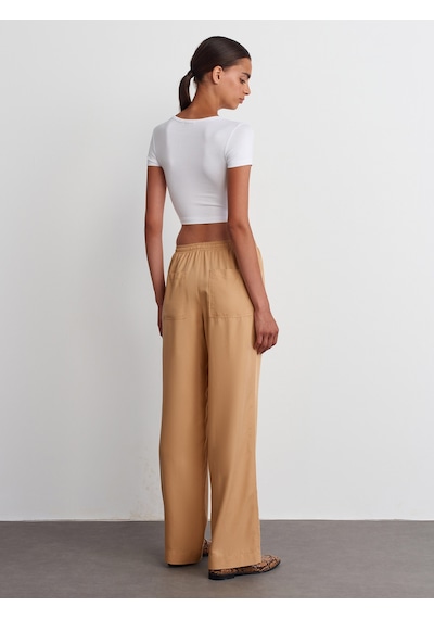 Dilvin Belden Bağlamalı Dökümlü Pantolon 101a71536 Açık Camel