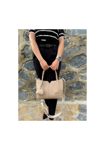 Just Polo Kadın Yeni Sezon Yumuşak Deri Ayarlanabilir Askılı Lüks El Ve Omuz Çantası Shoulder Bag Vizon 97434723