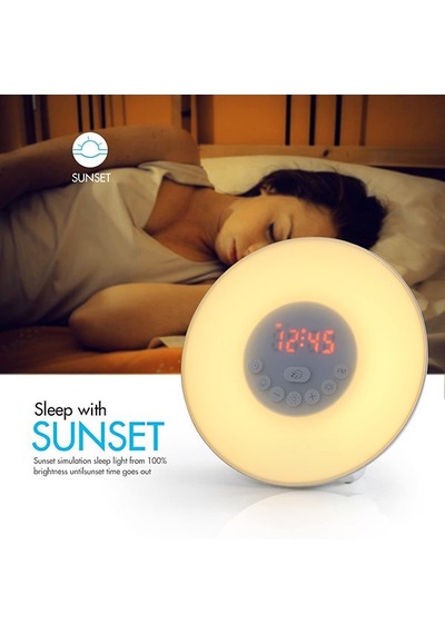 Bioxo Wake-up Ayarlanabilir 6 Renkli Gece Lambası/fm Radyo/alarmlı Saat