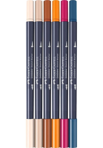 Faber-Castell FC Gofa Sketch Markör Manga 6'lı Set, Çift Fineliner Uçlu, Alkol Bazlı