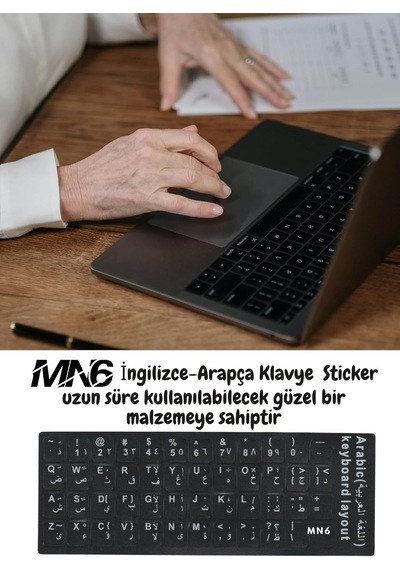 Map01 Arapça İngilizce Klavye Sticker 3 Adet Laptop Pc Uyumlu