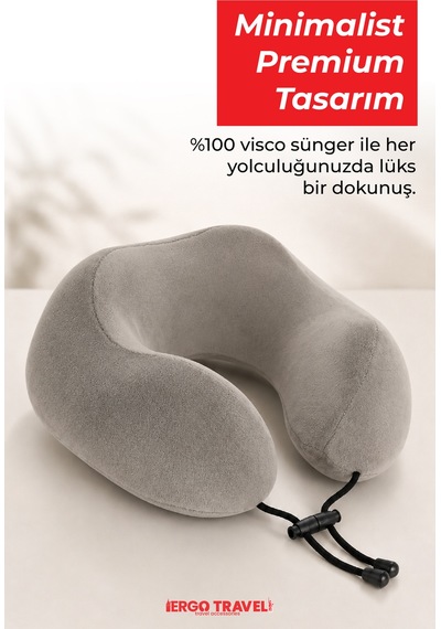 Viscofoam Comfy Ortopedik Seyahat Yastığı Visco Boyun Destekli Seyahat Yastığı - Gri | Ergo Travel