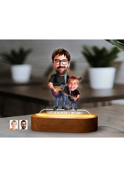 Bk Gift Kişiye Özel Baba-oğul Karikatürlü Dekoratif 3d Biblo Led Işıklı Gece Lambası-2, Babaya Hediye, Babalar Günü Hediyeleri Kobitmeyen138254 Bk Gif