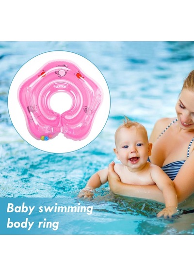 Pembe Zilli Bebek Yüzme Boyun Simidi Emniyet Kilitli Bebek Simiti Bebek Boyunluk Deniz Boyunluğu Pembe