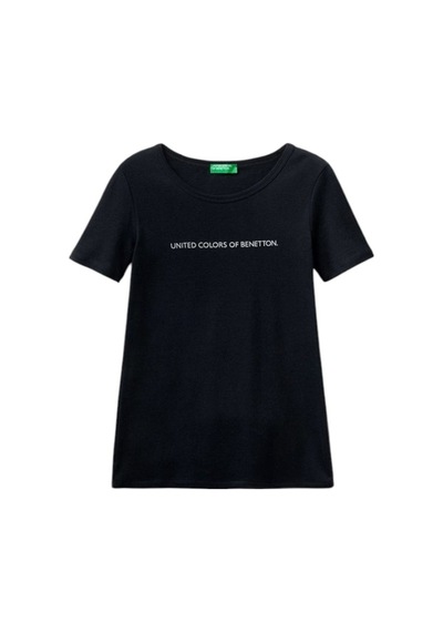 United Colors Of Benetton Kadın Benetton Yazılı Basic T-shirt SIYAH