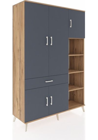 Hyperion Dolap 10 Raflı Tek Çekmeceli 5 Kapaklı 132x44x195 Çam-antrasit/antrasit Antrasıt/antrasıt Hyperion Dolap 10 Raflı Tek Çekmeceli 5 Kapaklı 132x44x195 Çam-antrasit/antrasit Antrasıt/antrasıt