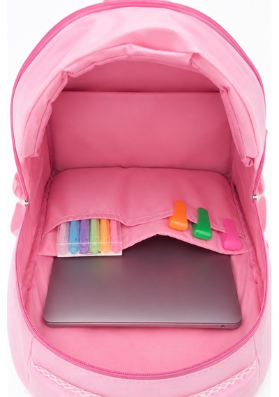 Quovo Kawaii Bag Club Kore Tarzı Full Aksesuarlı Ortopedik Günlük Yeni Okul Sırt Çantası Pembe