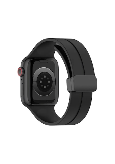 Forzacase Apple Uyumlu  Watch Ultra 49mm İçin Manyetik Tokalı 22mm Silikon Kordon Kayış - Fc272 Siyah