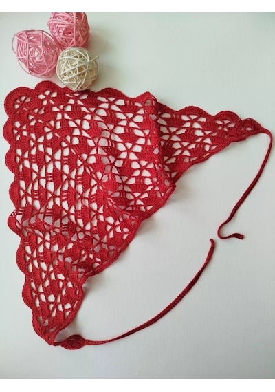 Handmade Örgü Eşarp / Örgü Bandana 243803838 Kırmızı-kırmızı