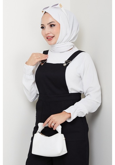 Bestenur Gülru Cepli Gabardin Tulum 1587 - Siyah Siyah