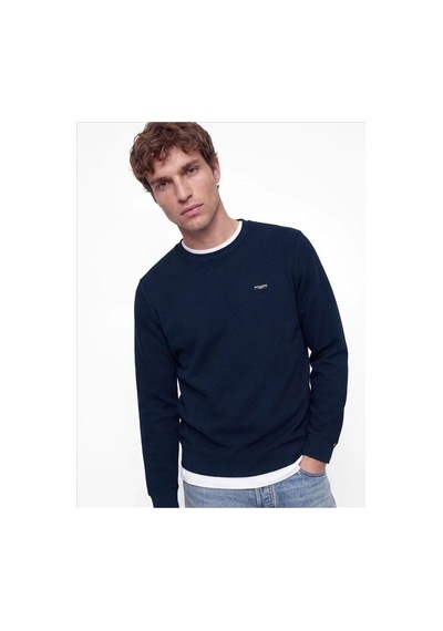 Jack & Jones Jprblualves Structure Crewneck Erkek Sweatshirt-34085 Lacivert