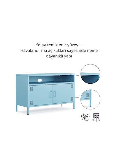 Pera Tv Ünitesi, Tv Dolabı,2 Kapaklı, Açık Raflı 100,50 X 40 X 64,50 Cm Ral 5024 Mavi Pera Tv Ünitesi, Tv Dolabı,2 Kapaklı, Açık Raflı 100,50 X 40 X 64,50 Cm Ral 5024 Mavi