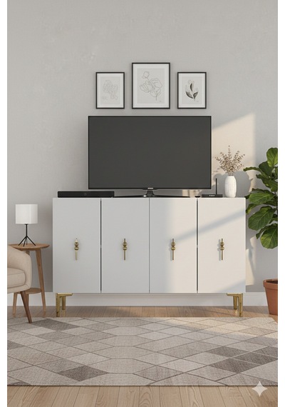 Ka1217bg Salkım120 Konsol, Kahve Köşesi Ve Tv Sehpası, Çok Amaçlı Dolap Beyaz-gold 120cm Ka1217bg Salkım120 Konsol, Kahve Köşesi Ve Tv Sehpası, Çok Amaçlı Dolap Beyaz-gold 120cm