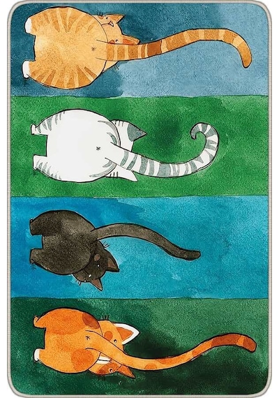 Çok Renkli Kedi Desenli Kapı Önü Paspası Kp03n11