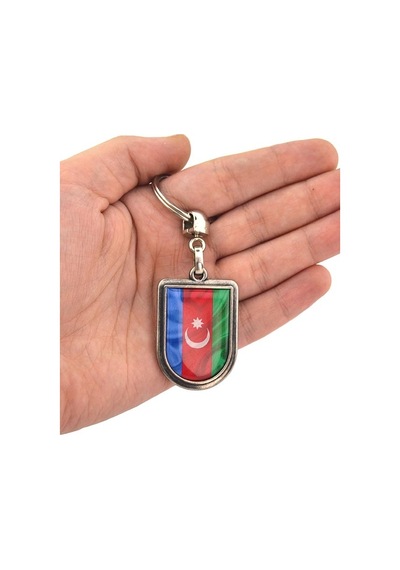 Azerbaycan Bayrak Arma Modeli Damla Anahtarlık