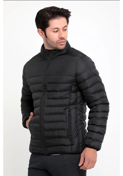 Slazenger Hoas Kışlık Fermuarlı Erkek Şişme Mont Kaban Siyah