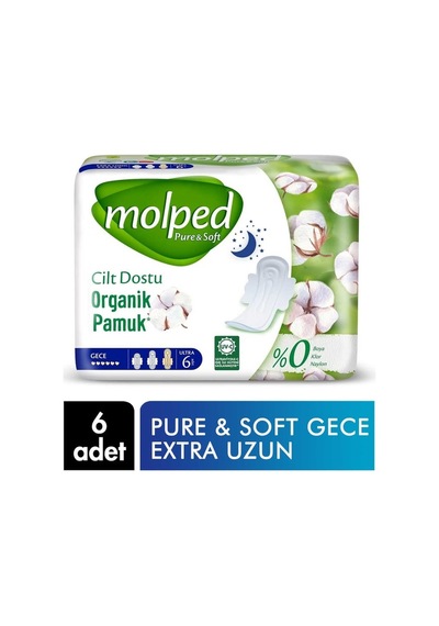 Molped Hijyenik Ped Pure&soft 6'lı Gece 24'li Paket