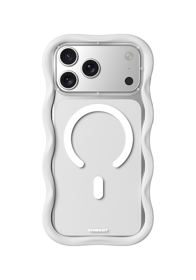 Apple Uyumlu iPhone 17 Pro Max  Kılıf M-safe Şarj Özellikli Youngkit Wave Clear Serisi Kapak Beyaz Beyaz