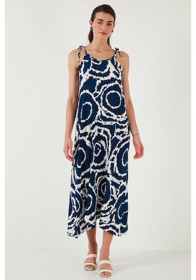 Lela Regular Fit Ip Askılı Uzun Bayan Elbise 5865732 Lacivert