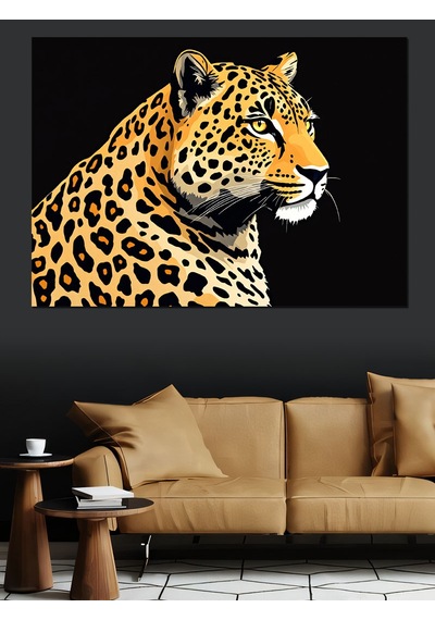 Yırtıcı Leopar Deseni Dekoratif Kanvas - Mdf Ahşap Tablo