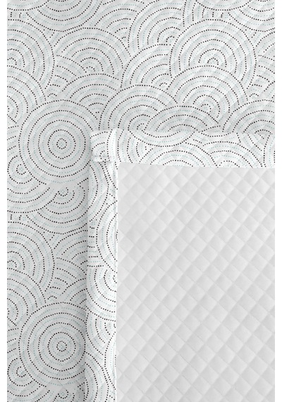 Mavi Geometrik Genç Odası Tek Kişilik Pike Takımı - Beyaz Modern 160x220 Cm Kapitone Yatak Örtüsü Dumanlı Kakao Eşiği