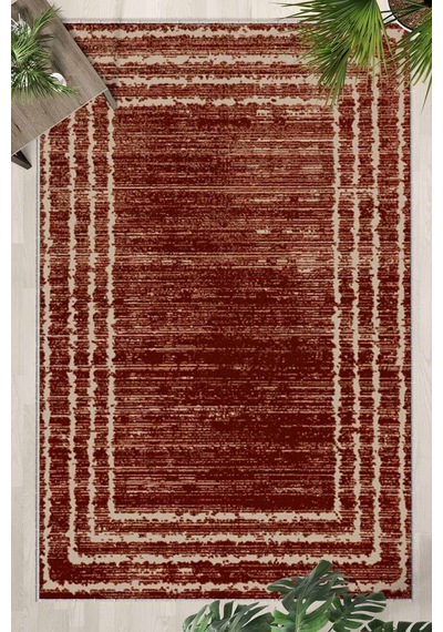 Yıkanabilir Kaymaz Taban Dijital Baskılı Halı Ve Yolluk Leke Tutmaz Salon & Mutfak Halısı - 1486 Bordo