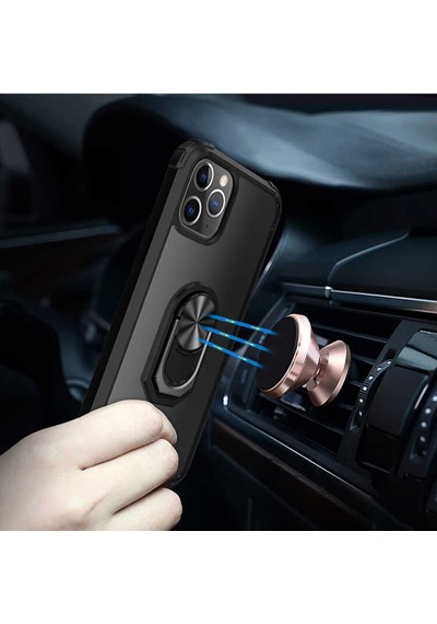 Apple Uyumlu iPhone 12 Pro Max Kılıf Şeffaf Sararmaz Yüzüklü Mola Kapak