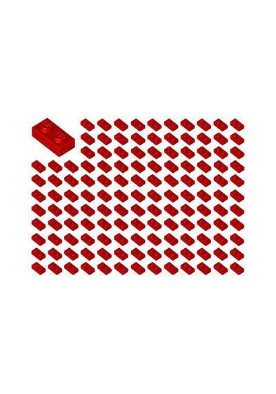 Yedek Parçalar: Plate 1x2: 100 Adet 1x2 Plate Parts Plaka Parçası Kırmızı - Red 3023