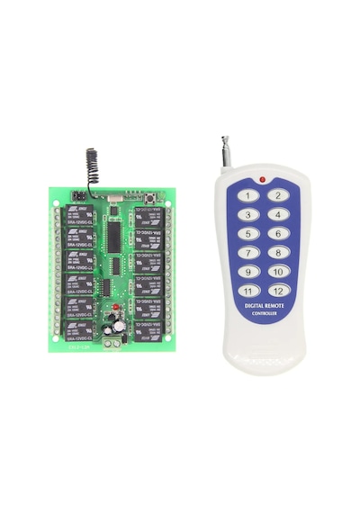 12V 433MHz 12 Kanallı Kablosuz Kumandalı RF Alıcılı Röle Modülü Kutu Dahil